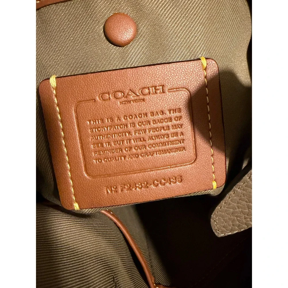 Coach Cary Shoulder Bag Dark Stone Pebble Leather Crossbody Hobo - Picture 15 of 15